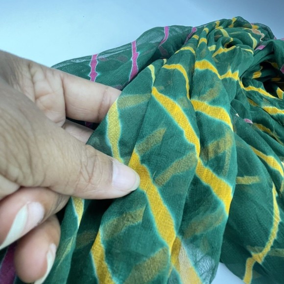 Women Scarf Green Chiffon Polyester Long Rectangular - Picture 3 of 12